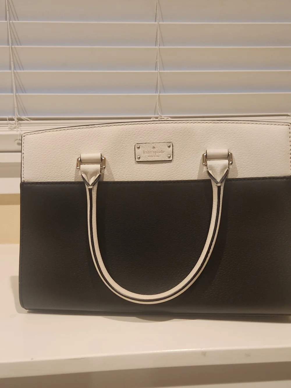 kate spade Black and White Leather Two-Tone Satchel